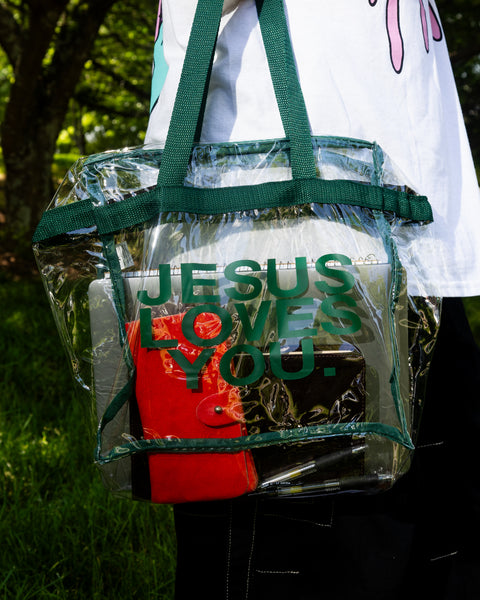 Large Clear "Conference" Tote || Dark Green