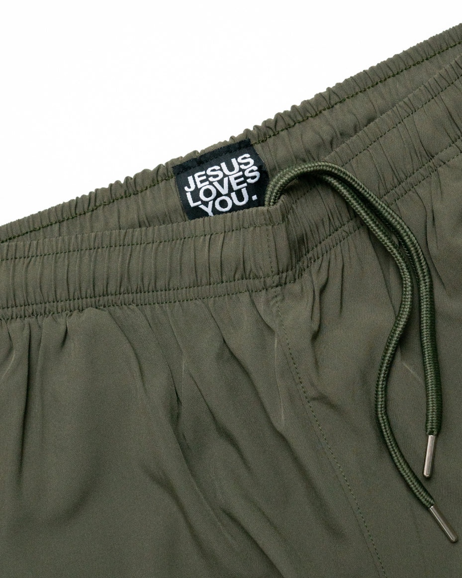 LMTD || Olive Green Running Shorts