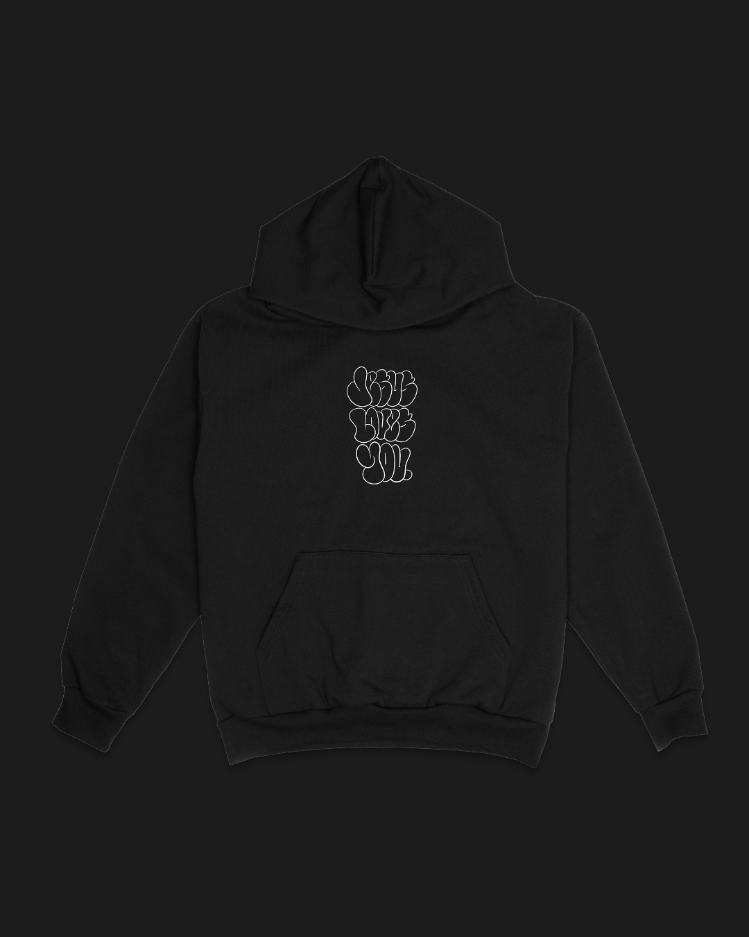 Bubble Logo Hoodie Jet Black Jesus Loves You