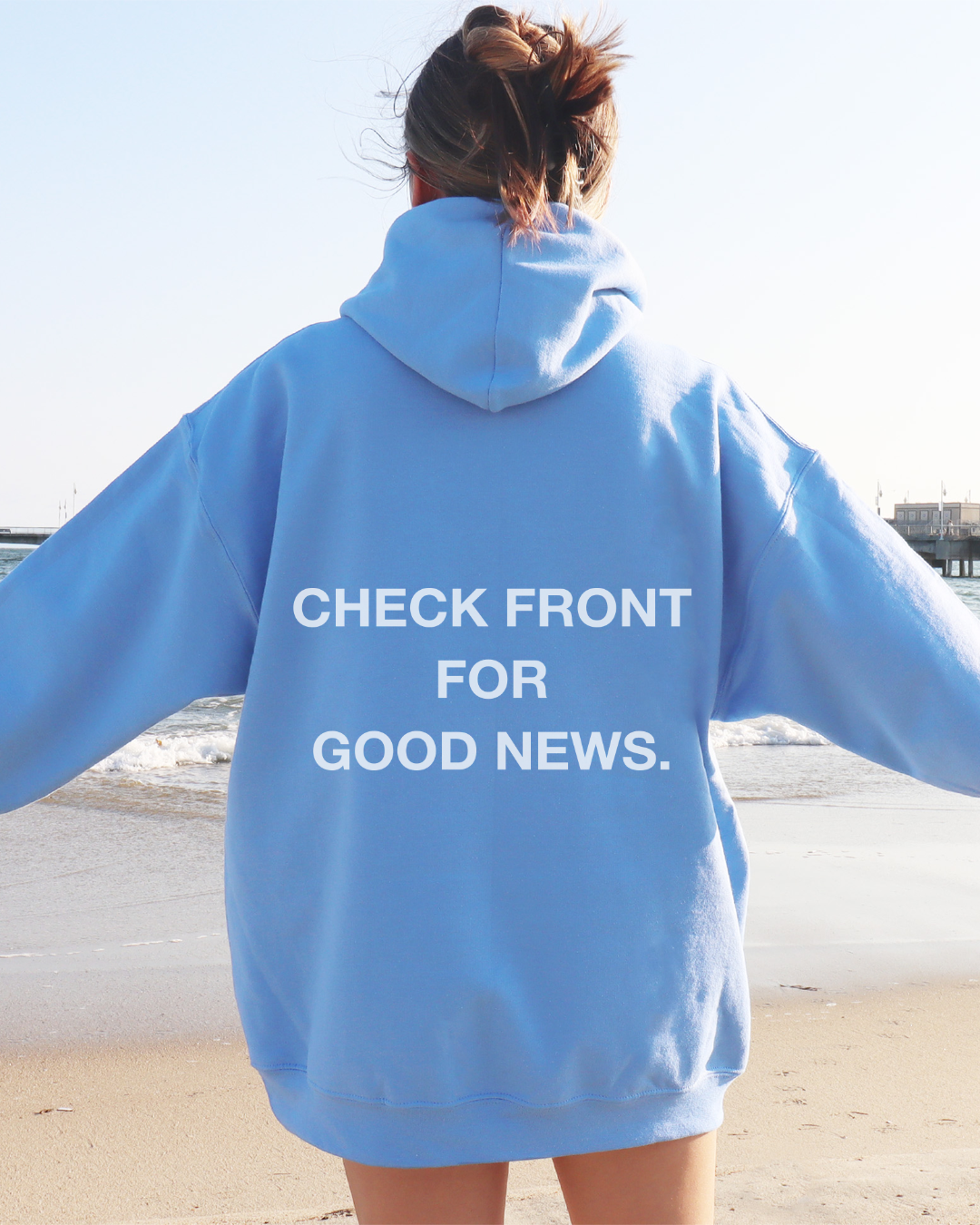 University Blue "Check Front" Hoodie || NEW