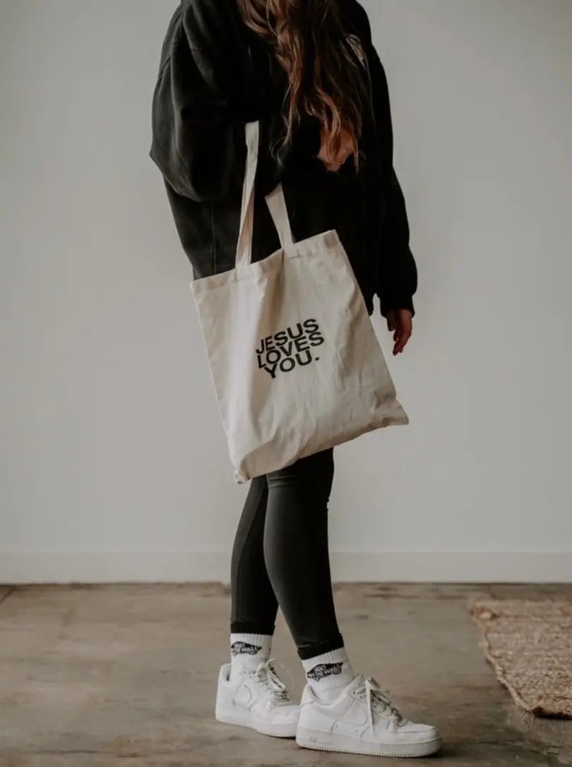 Jesus Loves You Premium Canvas Tote Bag Jesus Loves You
