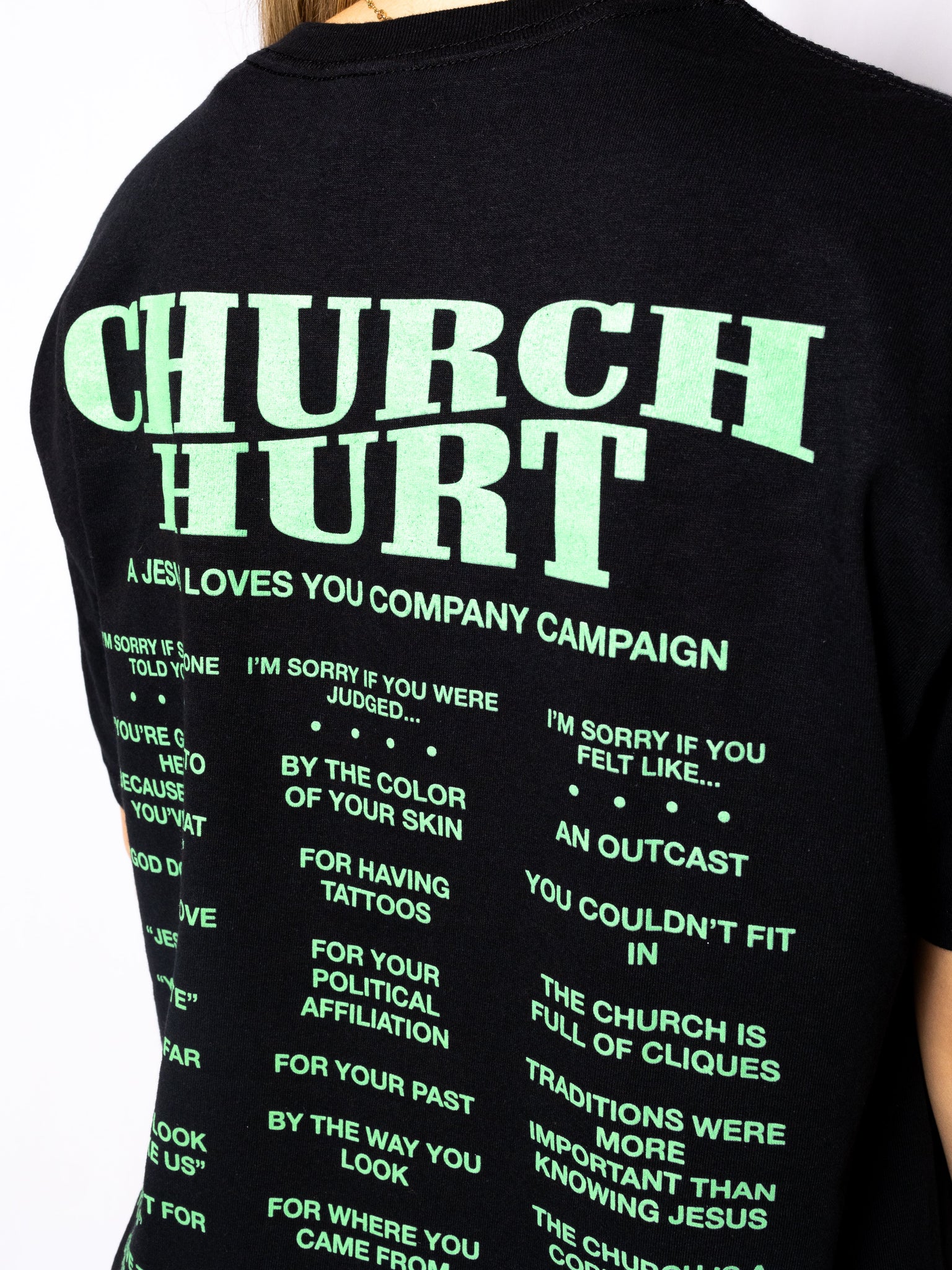"Church Hurt" Statement Tee || Black/Seafoam Green