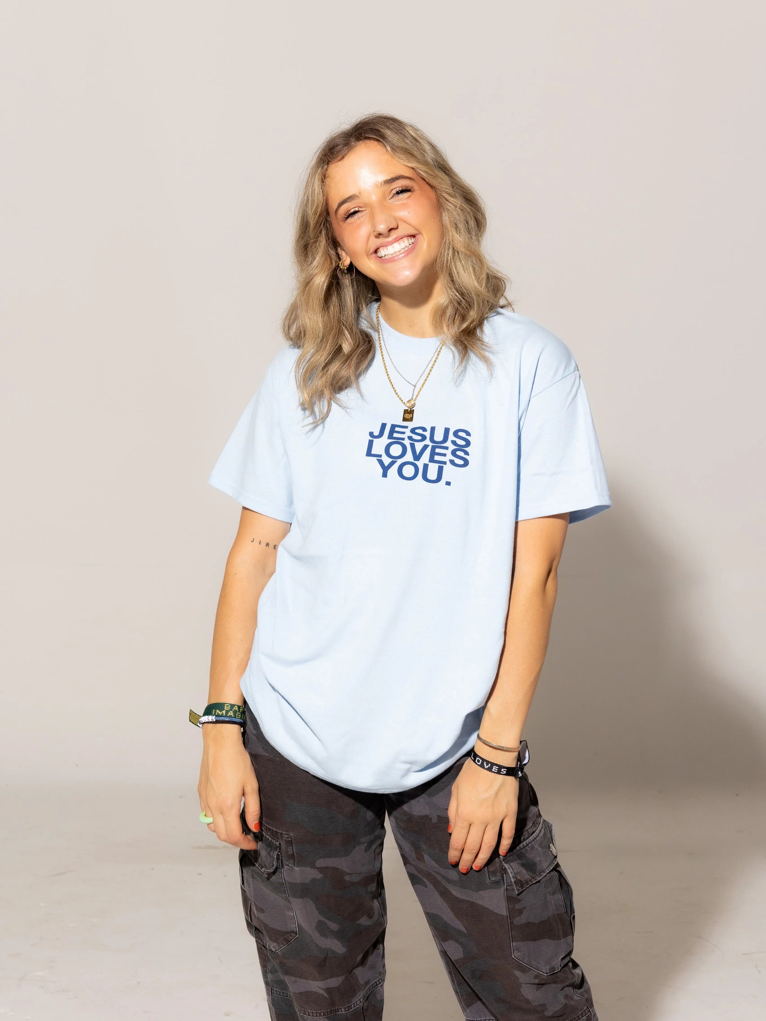 Light Blue Logo Tee - SS T-Shirt | Jesus Loves You
