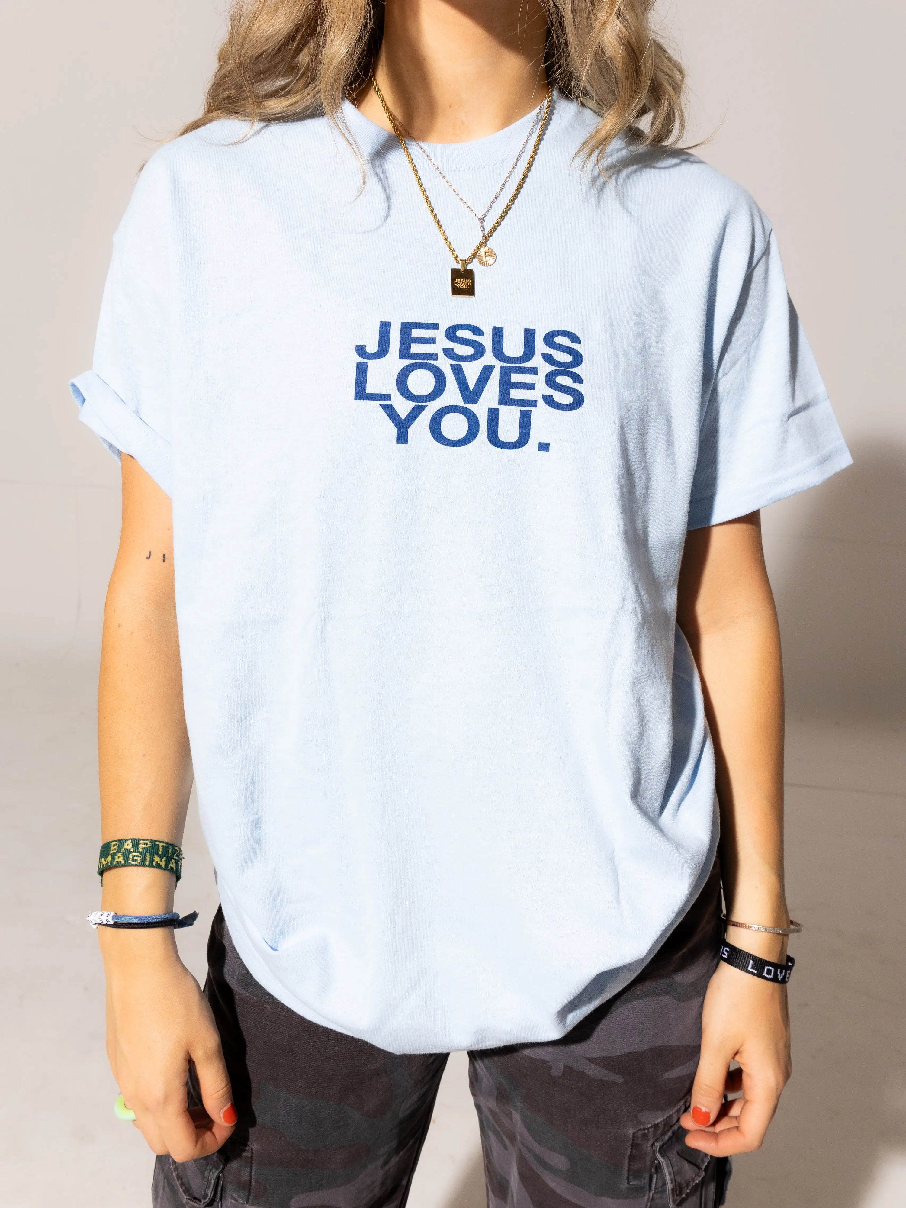 Light Blue Logo Tee - SS T-Shirt | Jesus Loves You