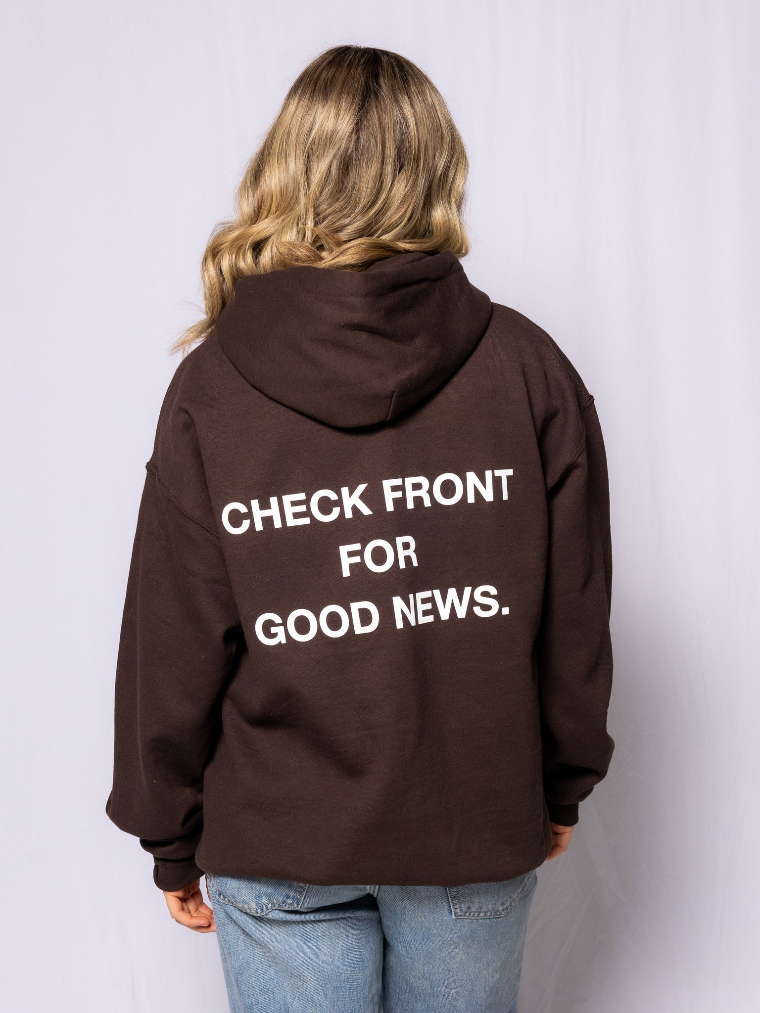 "Check Front" Hoodie || Chocolate Brown