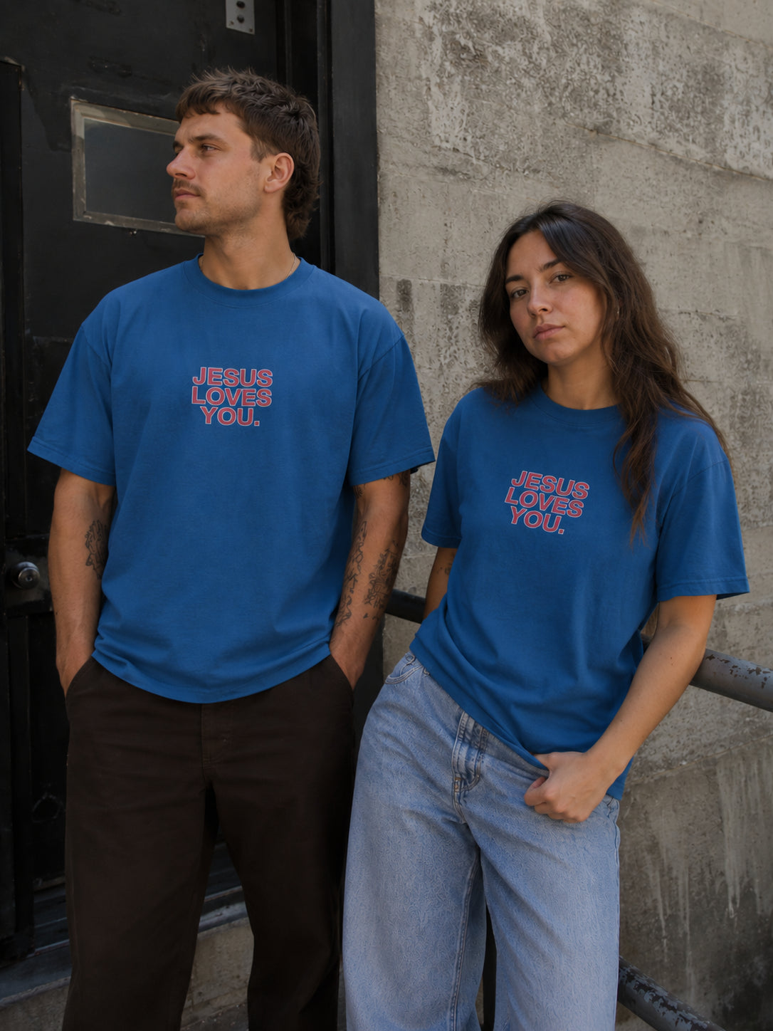NEW || "Atlantic Blue" Logo Tee Jesus Loves You