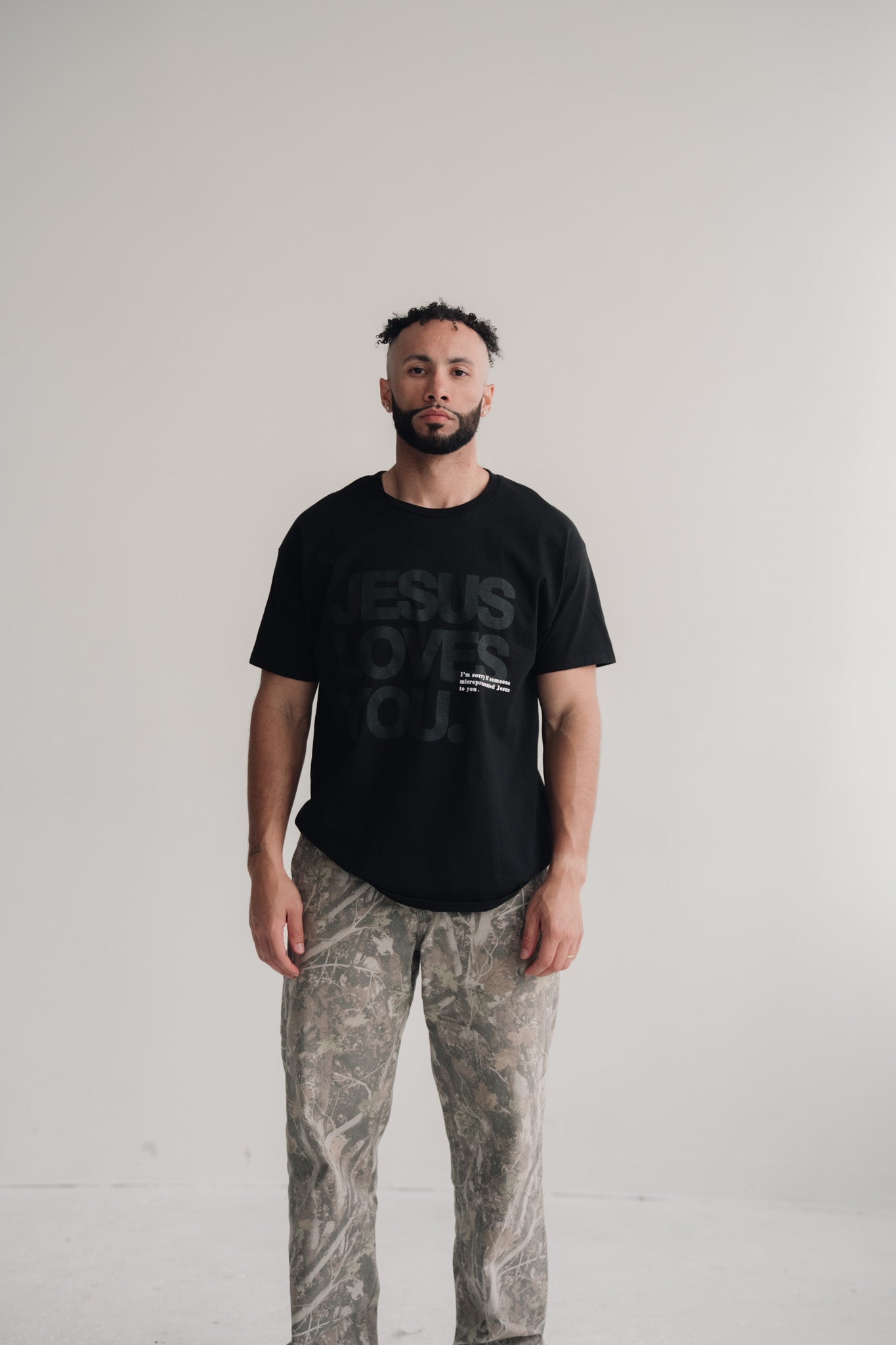 Monochrome "I'm Sorry" Tee || Jet Black - SS T-Shirt | Jesus Loves You