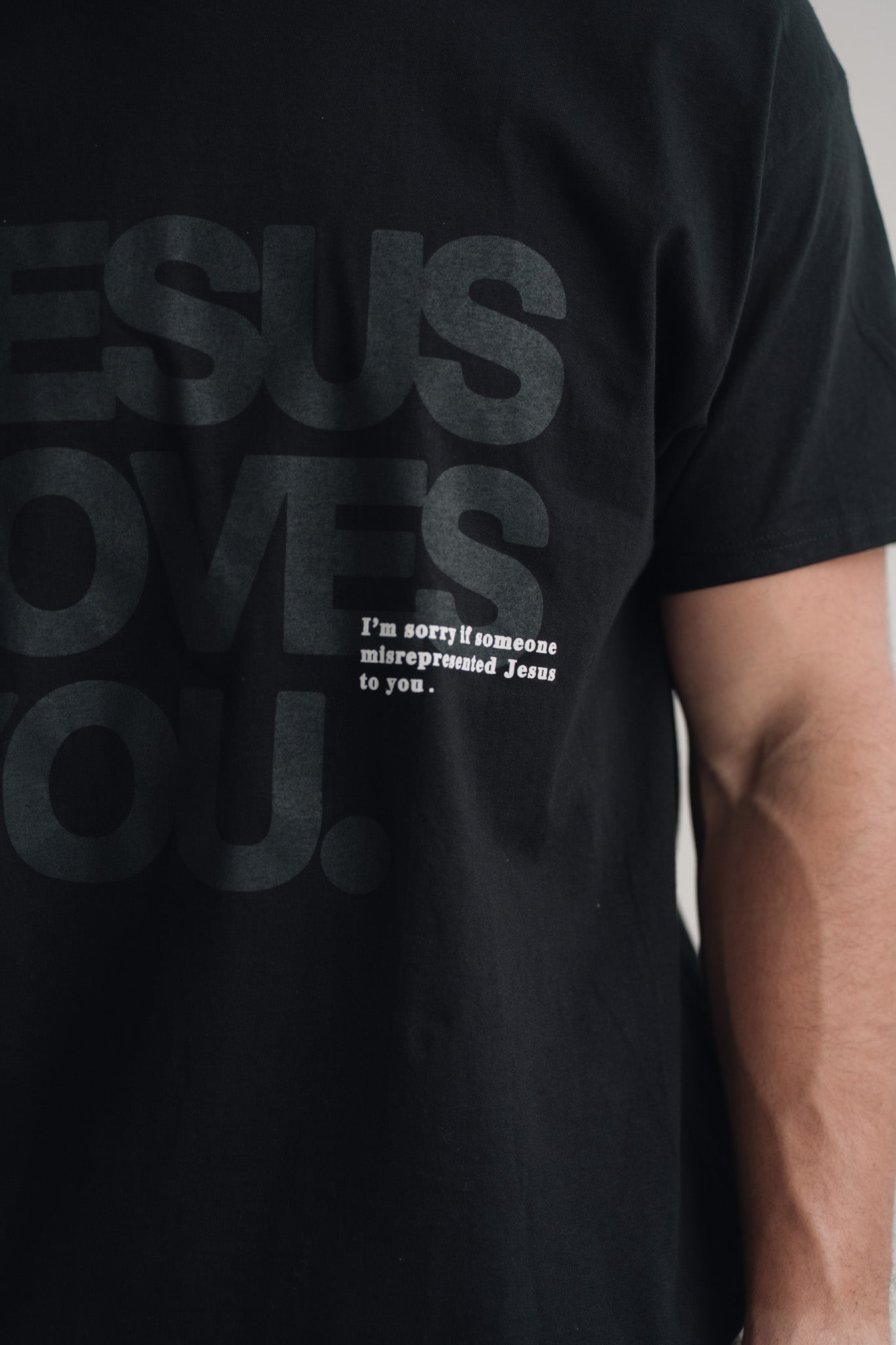 Monochrome "I'm Sorry" Tee || Jet Black Jesus Loves You