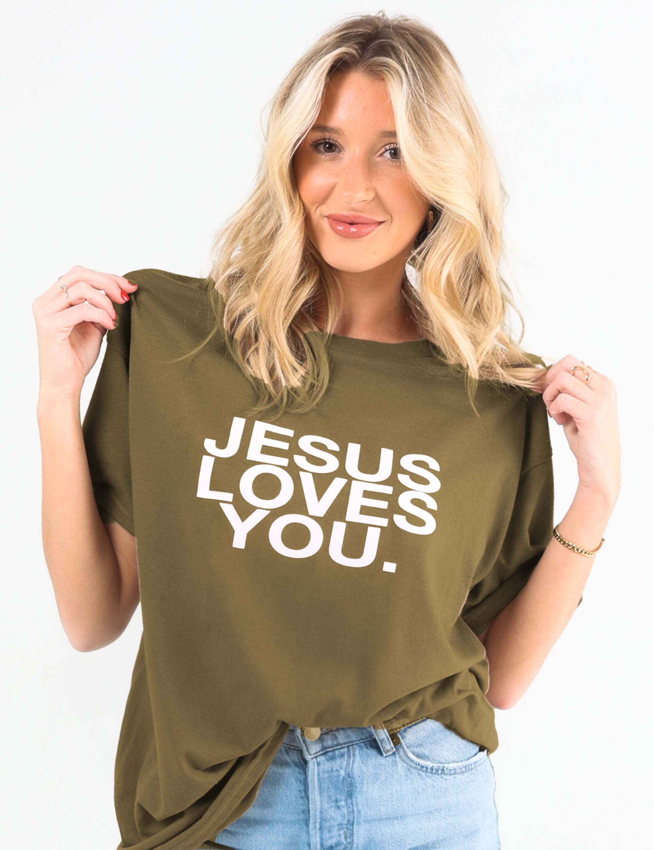 "The Earthtone Tees" - Mocha/Blush Jesus Loves You