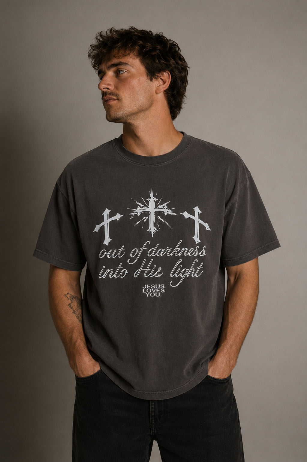 NEW || "Out Of Darkness" Tee Jesus Loves You