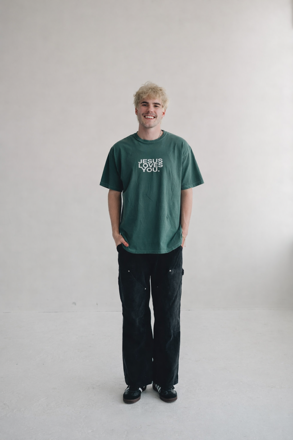 Comfort Colors Logo Tee || Blue Spruce Jesus Loves You