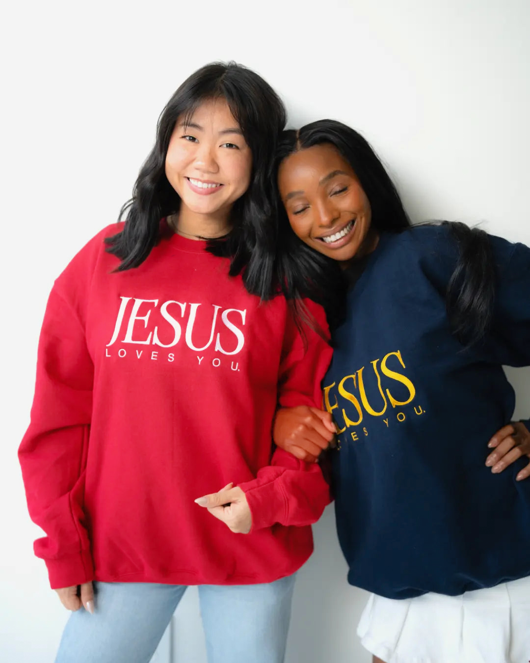 Vintage Embroidered Crew || Cardinal Red Jesus Loves You