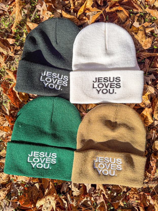Premium Embroidered Beanies Jesus Loves You