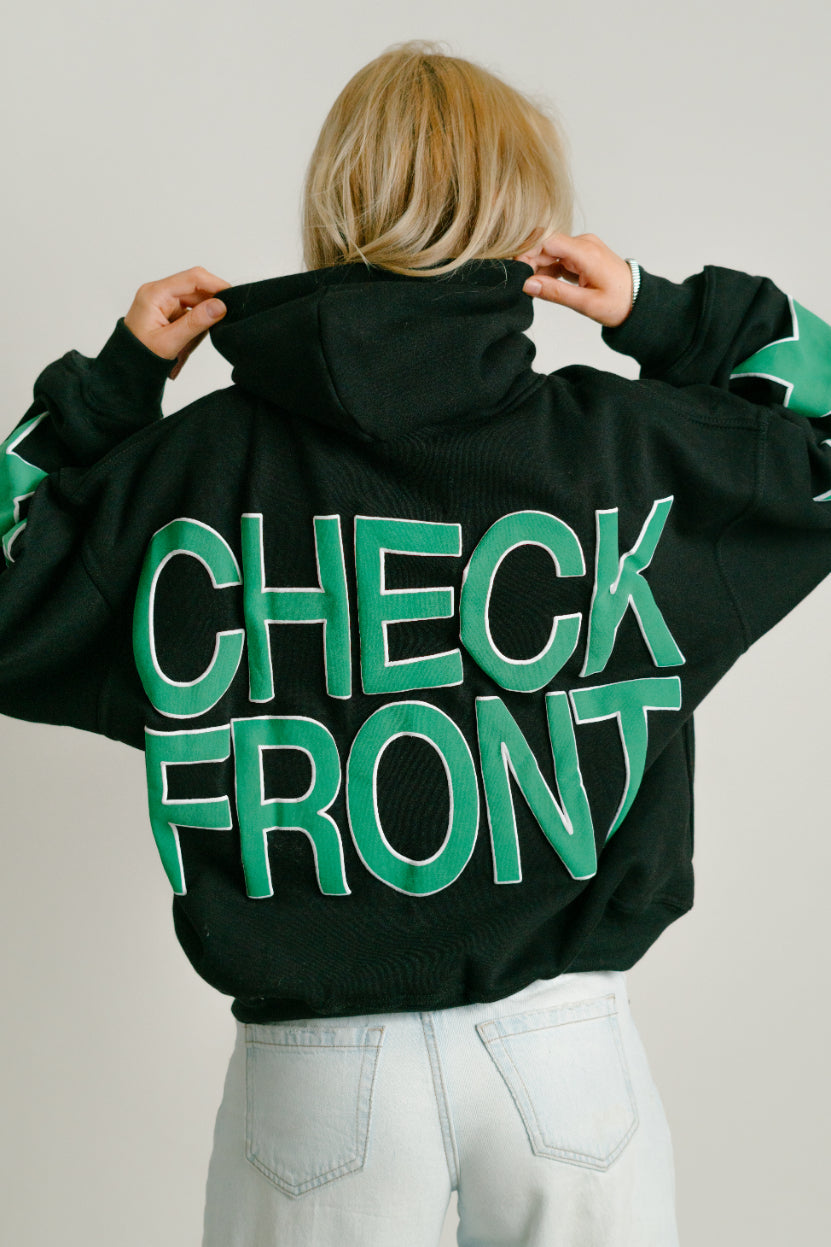 LUX || "Check Front" Hoodie || 32 Oz. || Cropped Fit