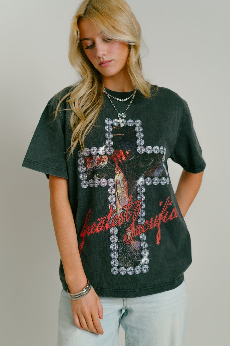 LMTD || "Greatest Sacrifice" Tee || 8 Oz. Faded Black