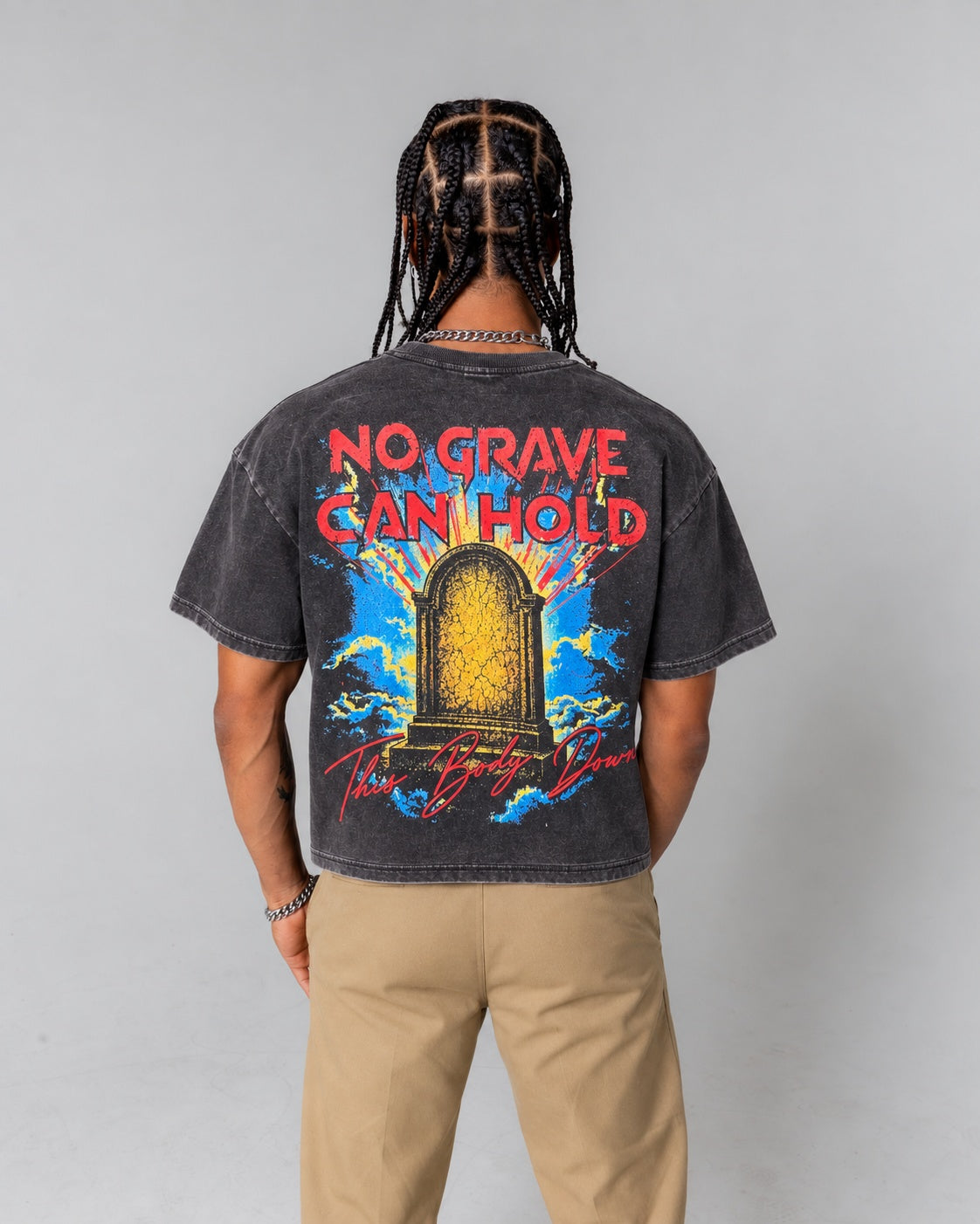 LMTD || "No Grave" || 7 Oz. Heavyweight Crop Tee - Vintage Black