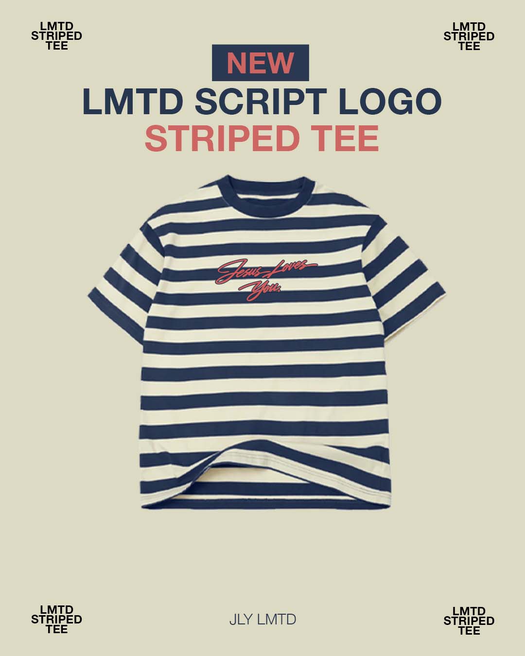 LMTD || Striped "Script Logo" || Heavyweight Oversized Tee