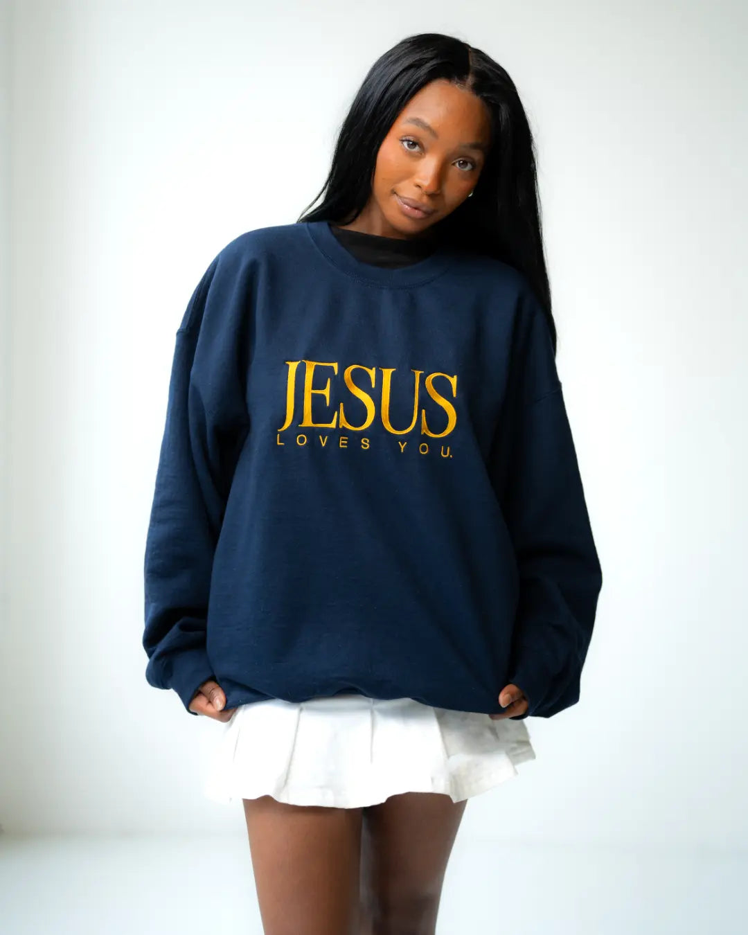 Vintage Embroidered Crew || Navy Blue/Gold