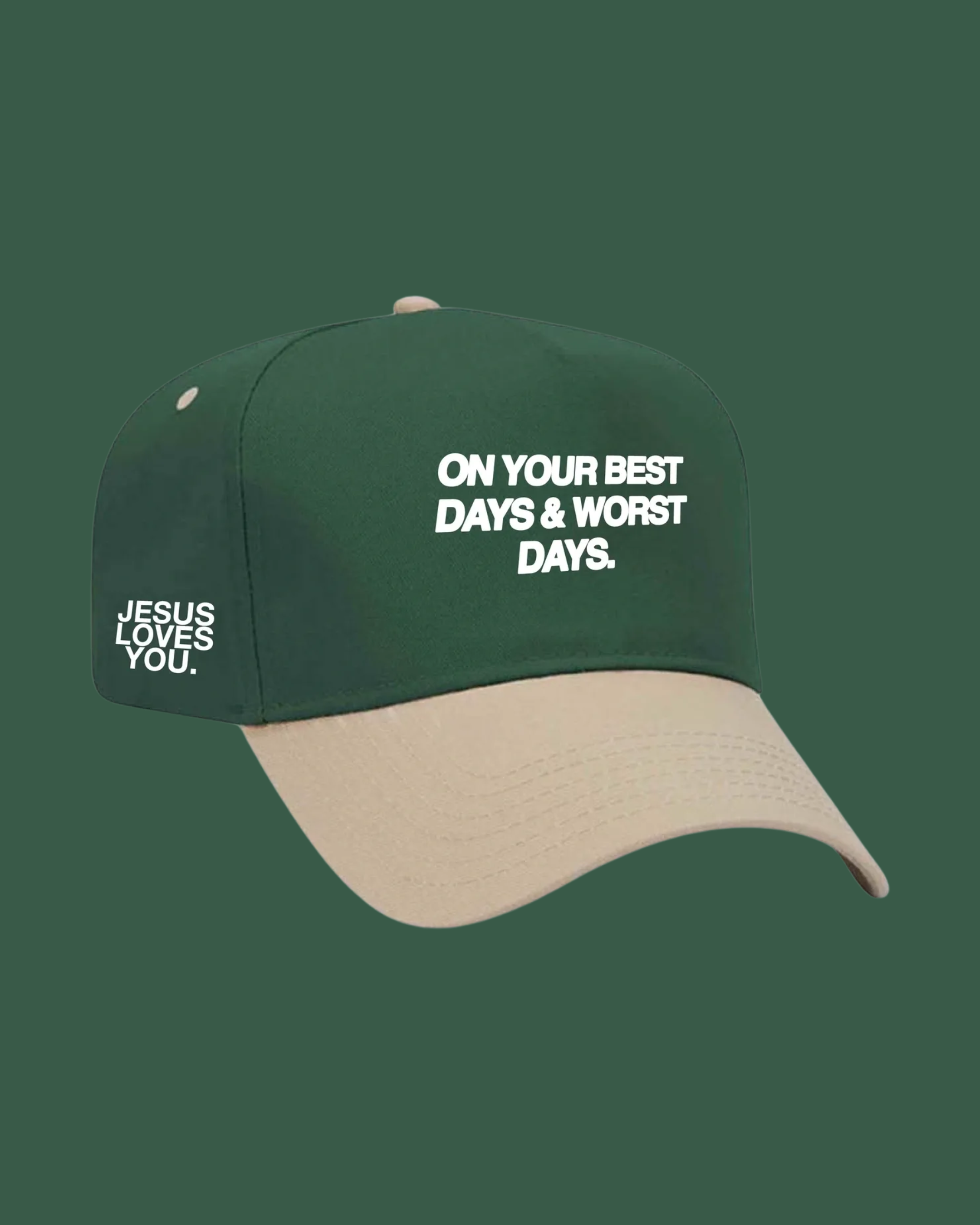 "Best & Worst" Premium Embroidered Hat (Forest/Tan)