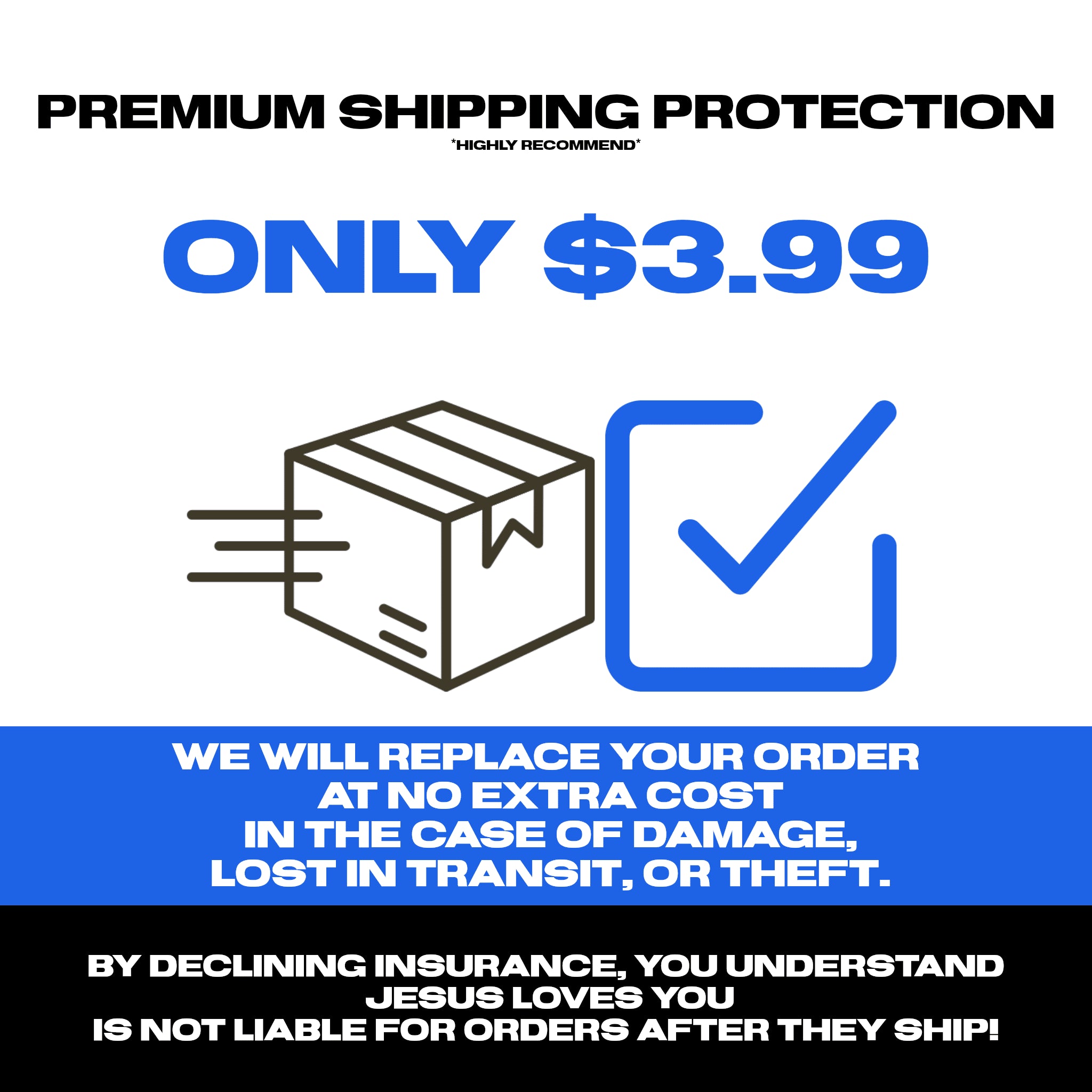 Instant Order Replacement (if lost, damaged, or stolen) - Upcart - Shipping Protection | Jesus Loves You