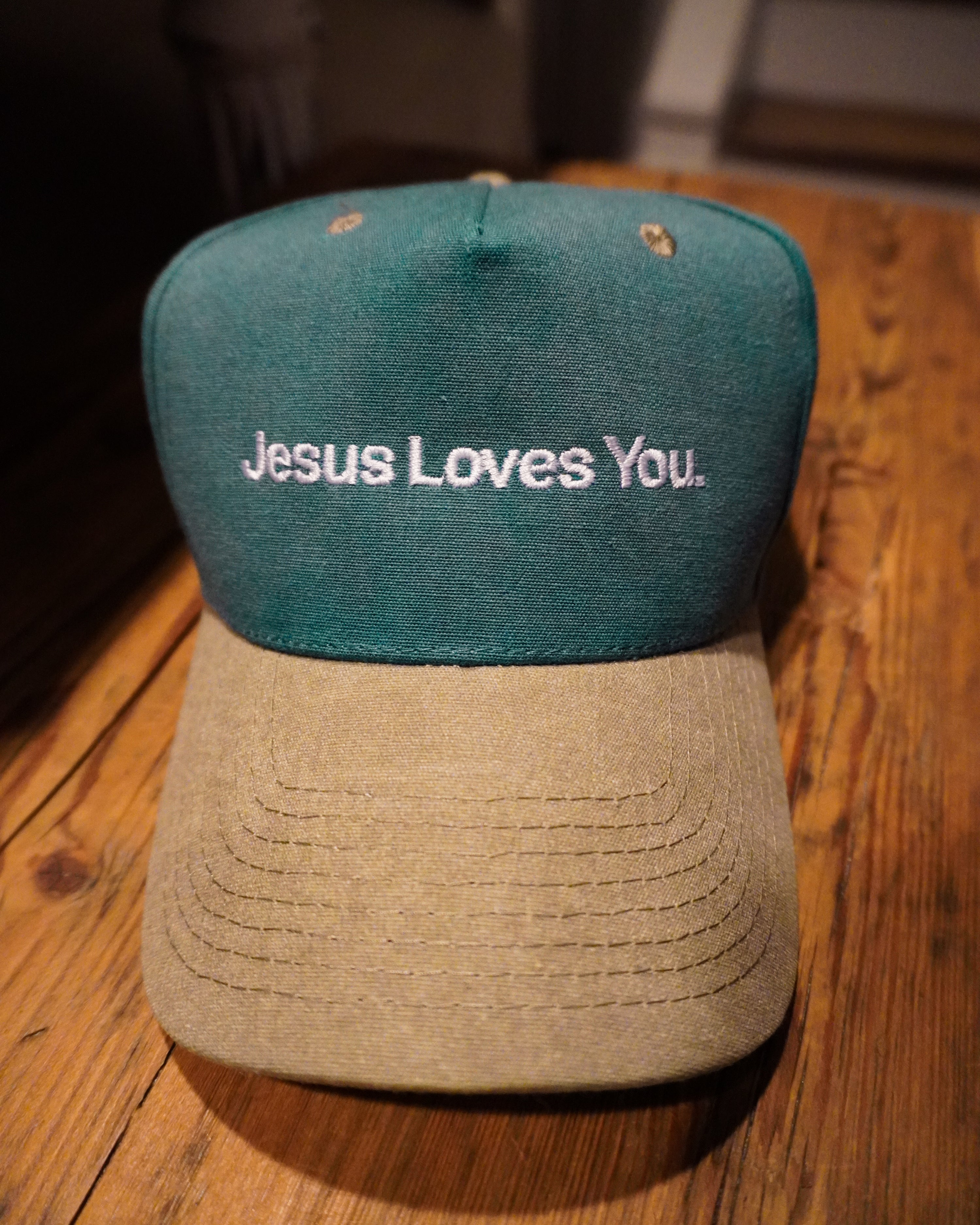 NEW || Stone Washed 5-Panel Snapback || Moss/Sand