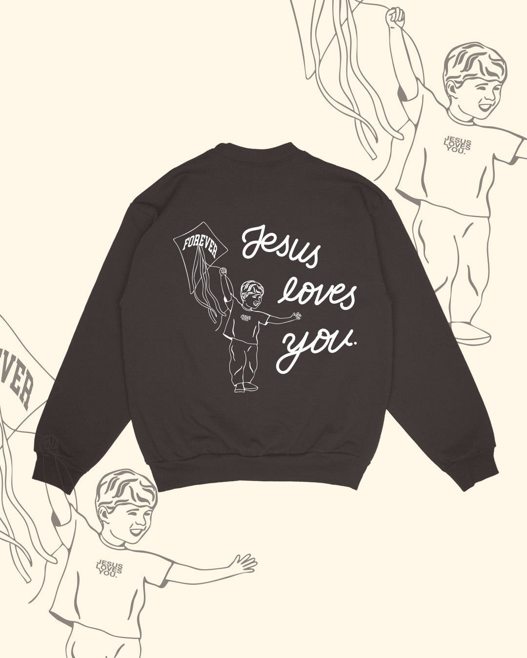 NEW || "Jesus Loves You Forever" Crewneck || Dark Brown