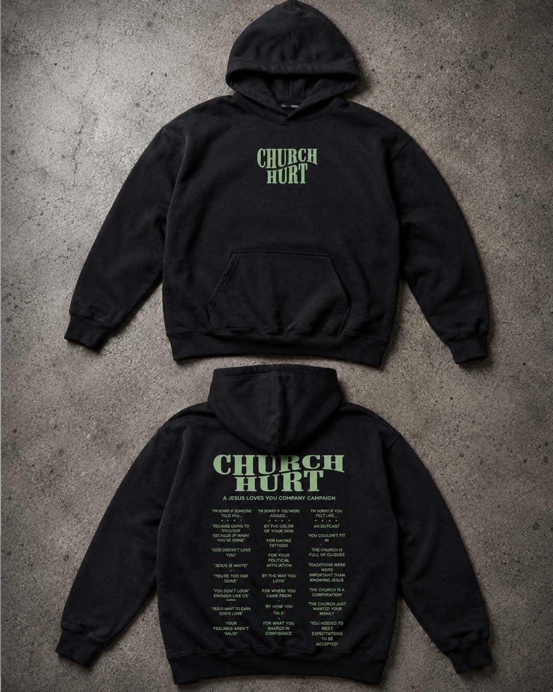 "Church Hurt Collection" || Statement Hoodie Jesus Loves You
