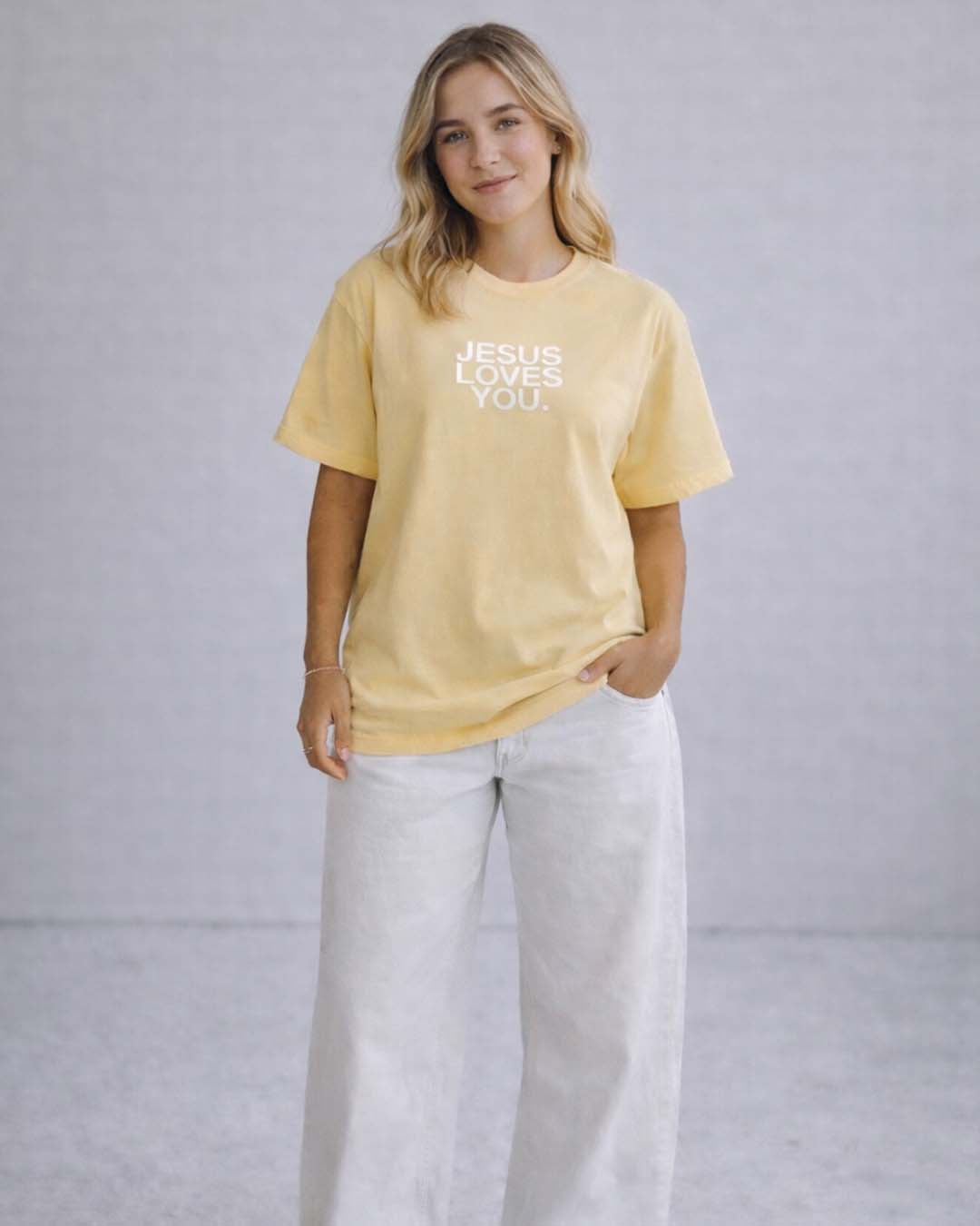 Comfort Colors Logo Tee || Buttercream Jesus Loves You