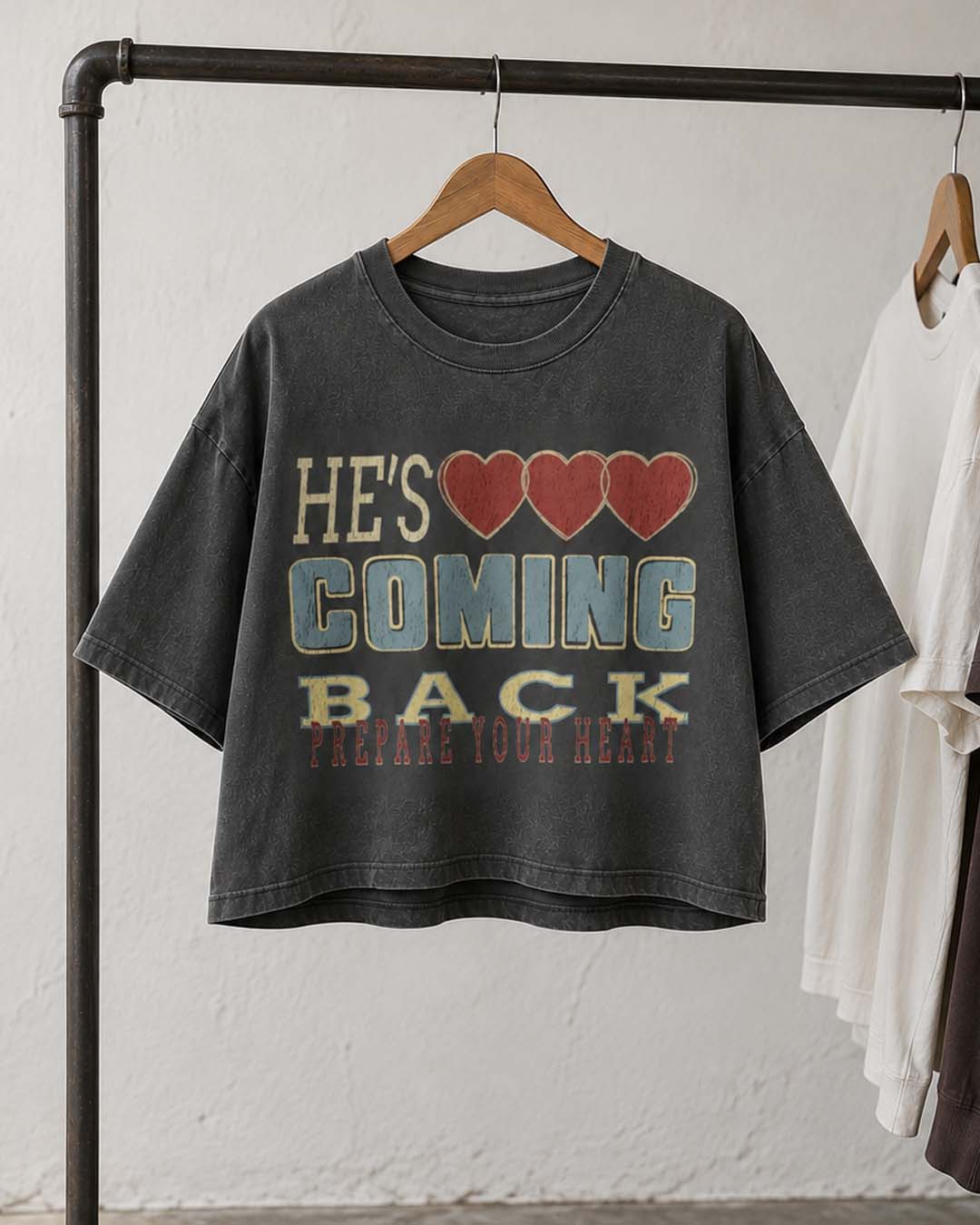 LMTD || "He's Coming Back" 7 Oz. Heavyweight Crop Tee  || Vintage Black JLY Limited