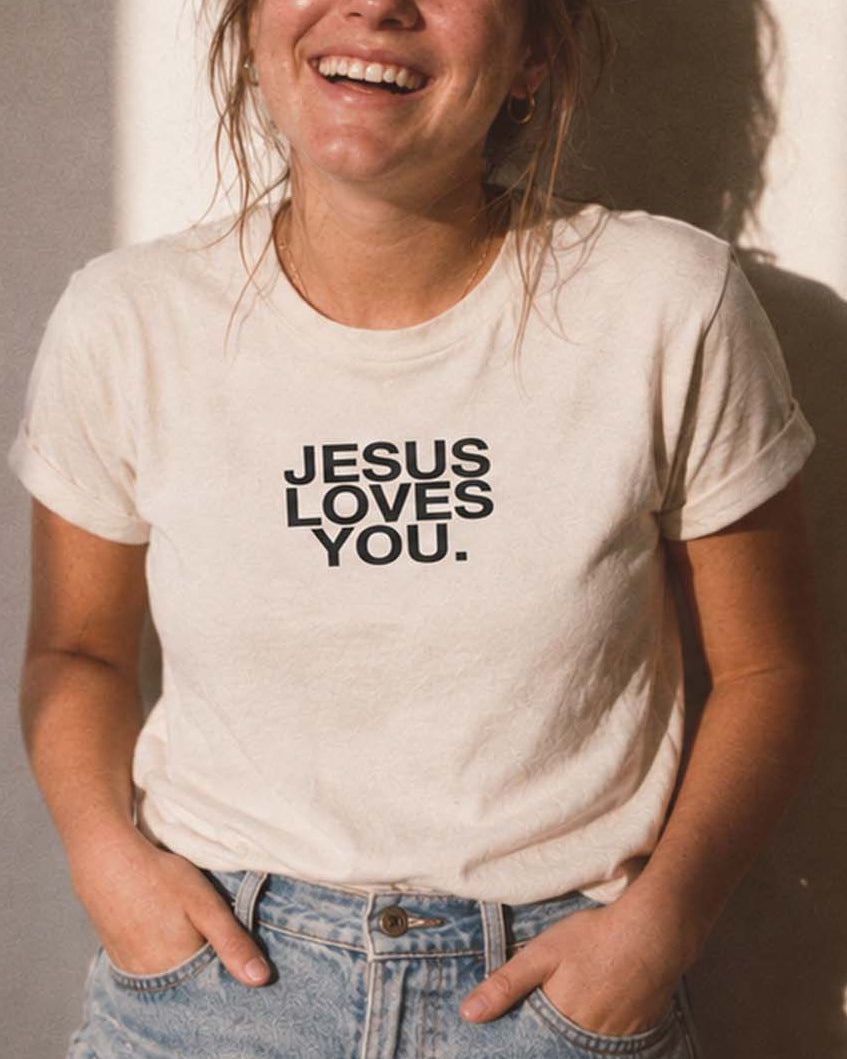 Sand Tan Logo Tee (#1 Seller) Jesus Loves You