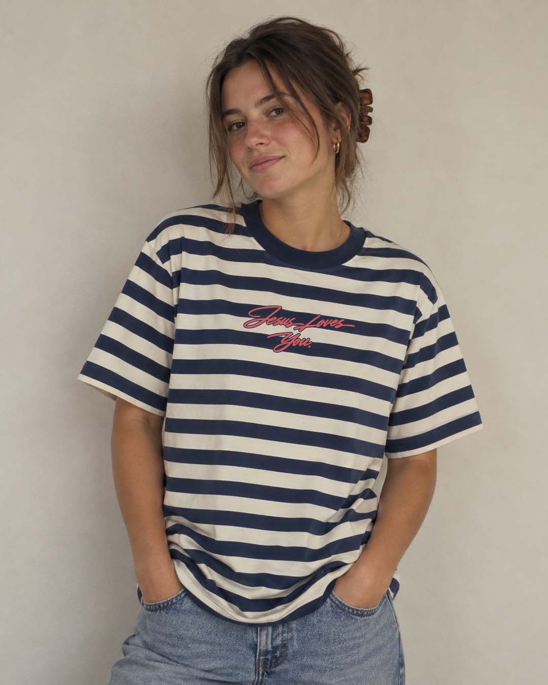 LMTD || Striped "Script Logo" || Heavyweight Oversized Tee