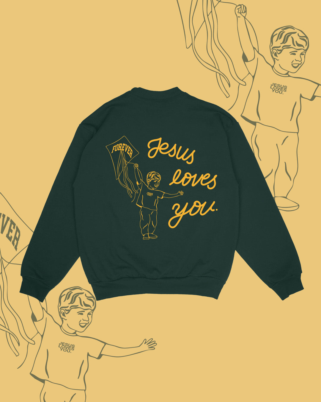 NEW || "Jesus Loves You Forever" Crewneck || Dark Green