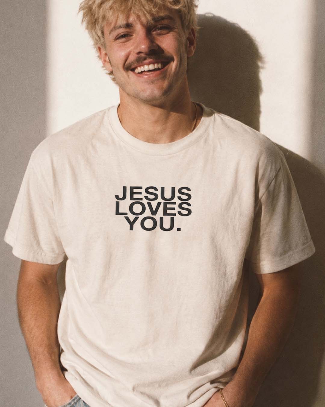 Sand Tan Logo Tee (#1 Seller) Jesus Loves You