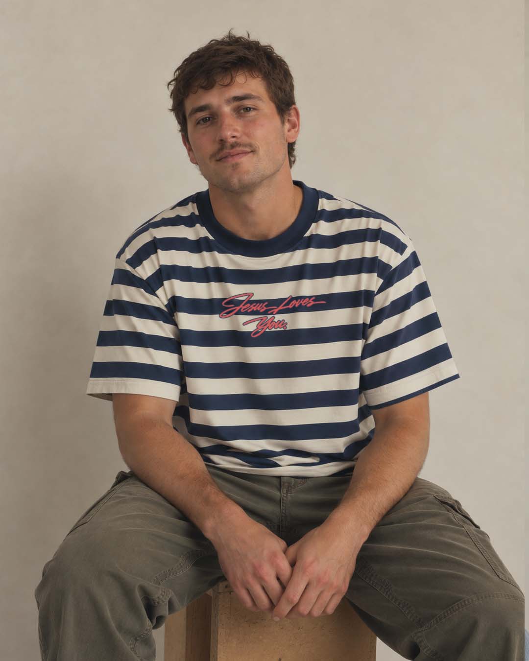 LMTD || Striped "Script Logo" || Heavyweight Oversized Tee