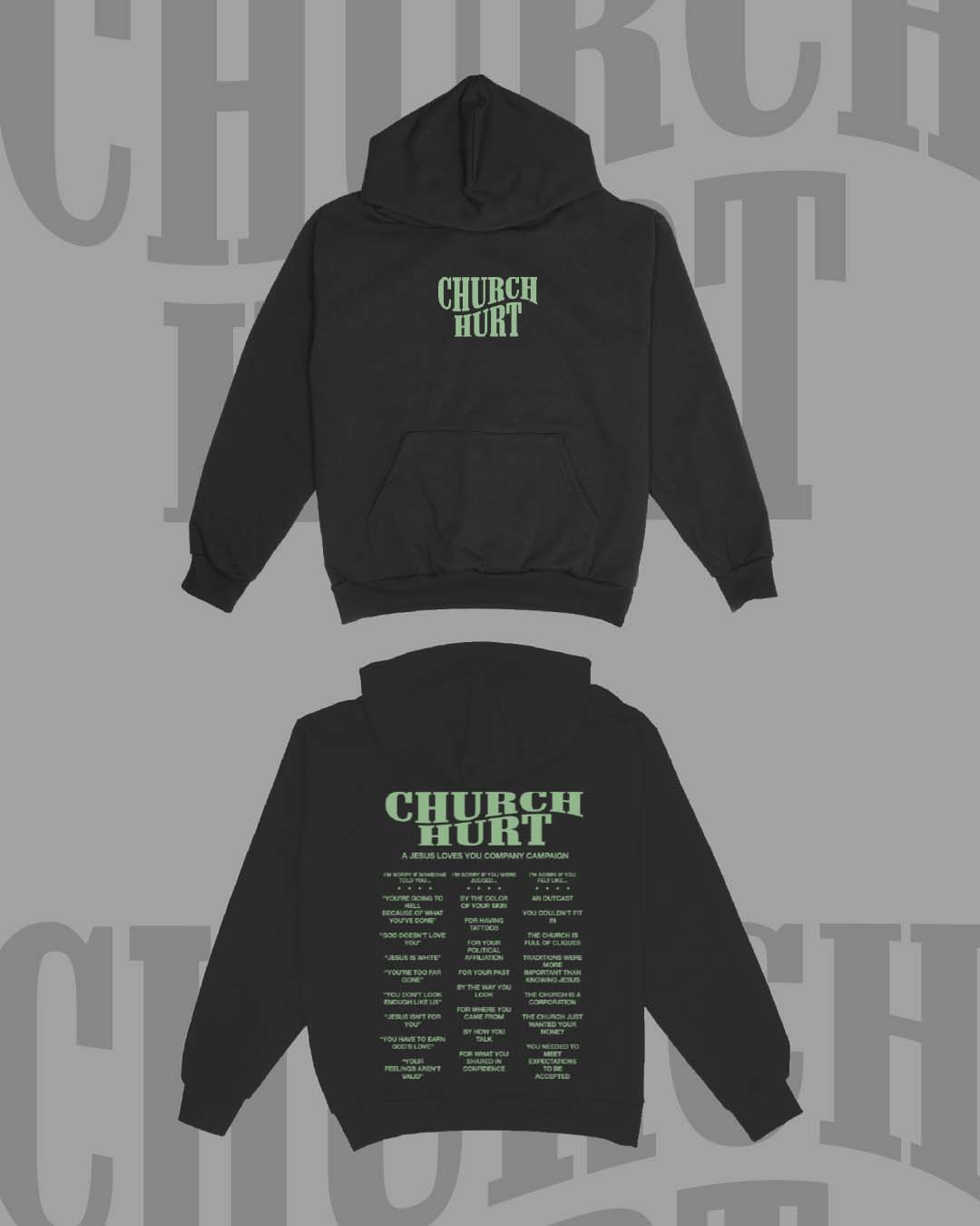 "Church Hurt Collection" || Statement Hoodie Jesus Loves You