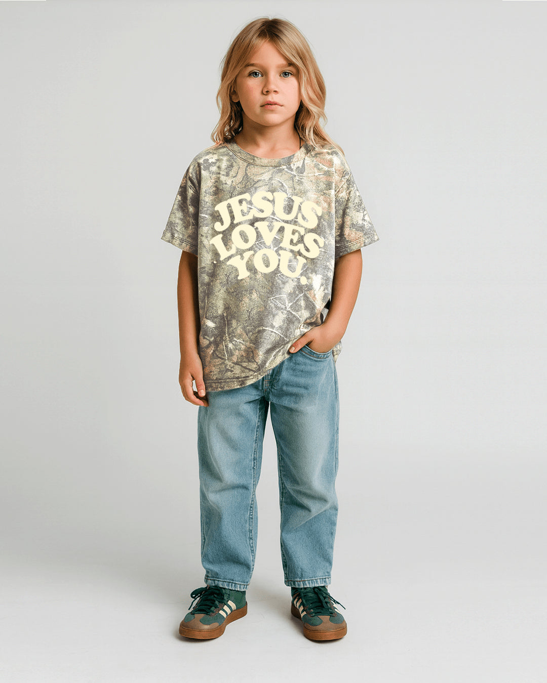 [Youth] LMTD || Heavyweight Camo Tee || Oversized {Ready To Ship} - | Jesus Loves You